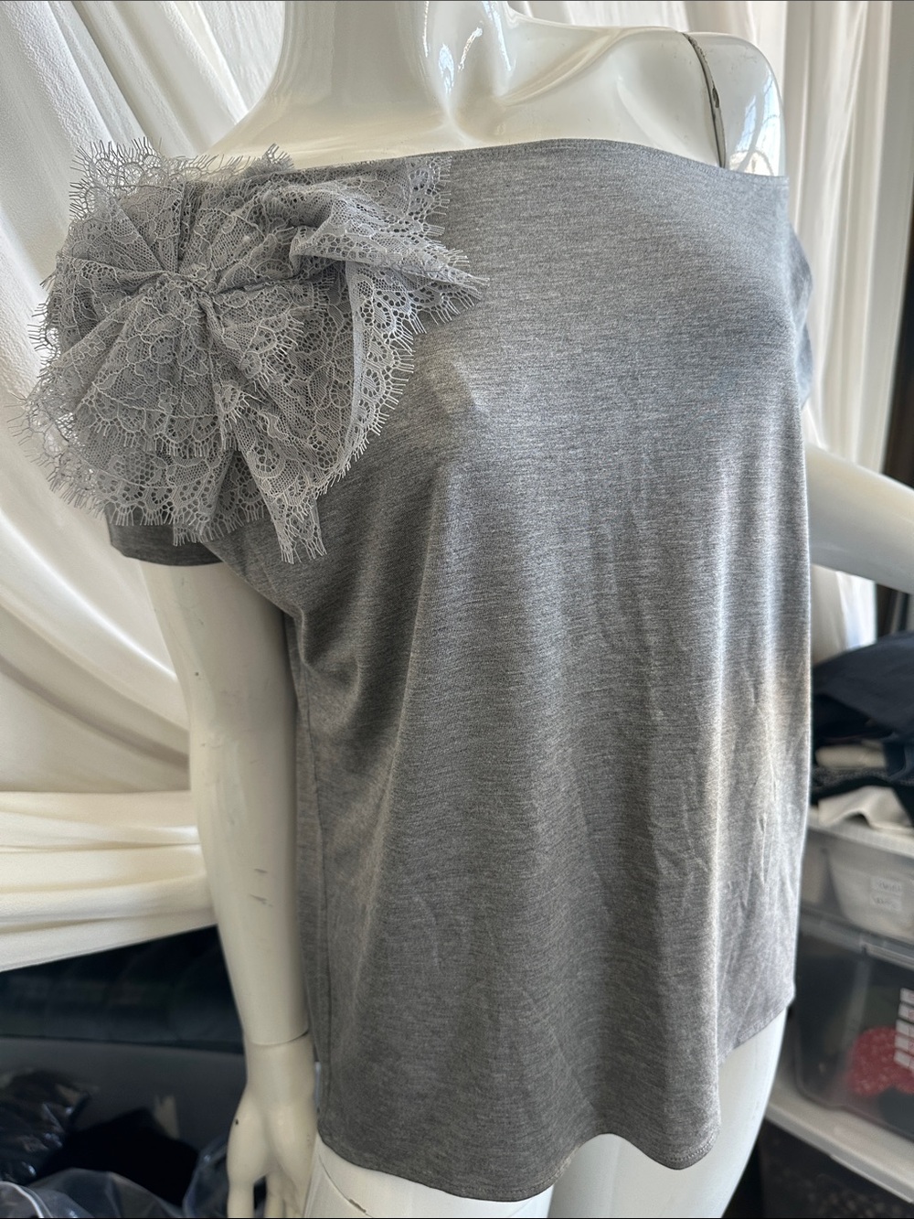 Heather Grey Oversized Top NWT Relax Fit Stretchy